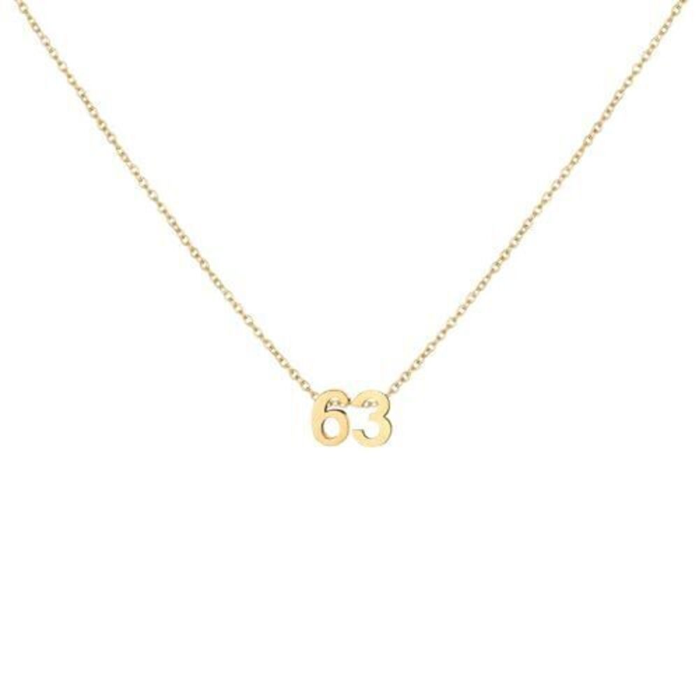 1970 18K Gold Plated Number 63 Necklace Dainty Pendant Chain Necklace